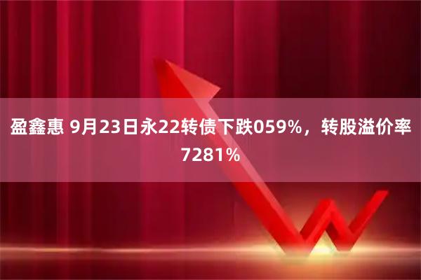 盈鑫惠 9月23日永22转债下跌059%，转股溢价率7281%